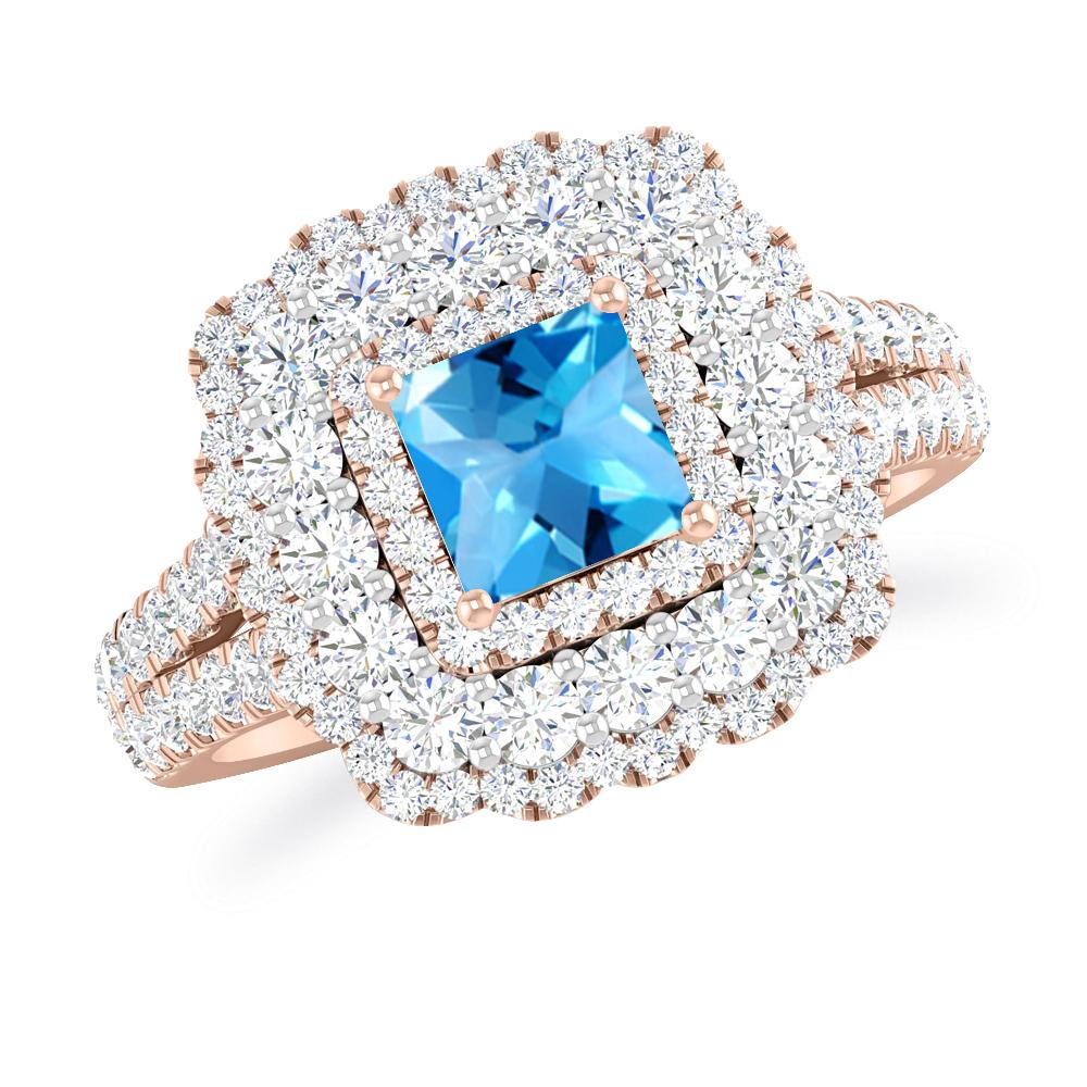 Rose Gold - Blue Topaz