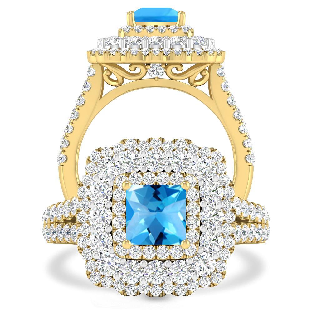 Yellow Gold - Blue Topaz