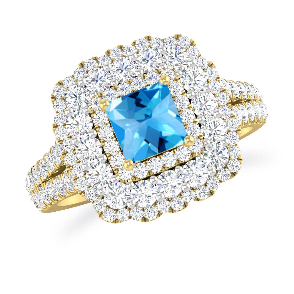 Yellow Gold - Blue Topaz