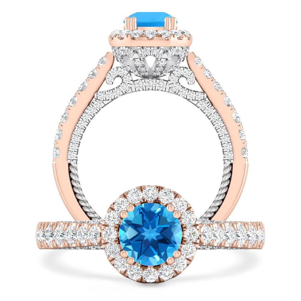 Rose Gold - Blue Topaz