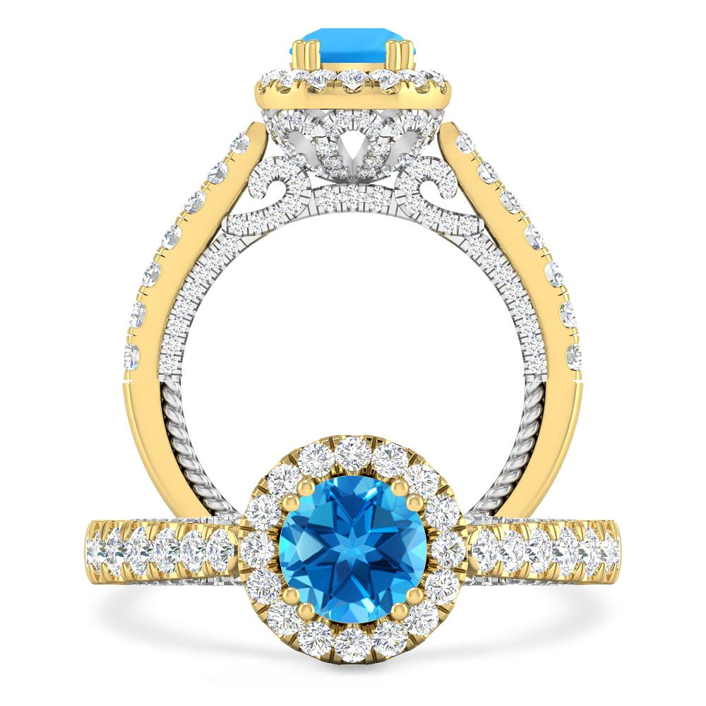 Yellow Gold - Blue Topaz