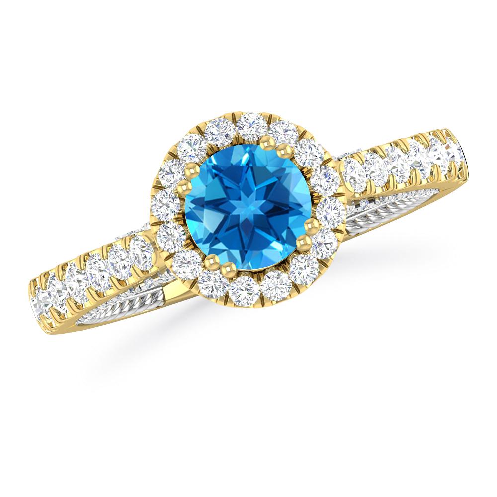 Yellow Gold - Blue Topaz