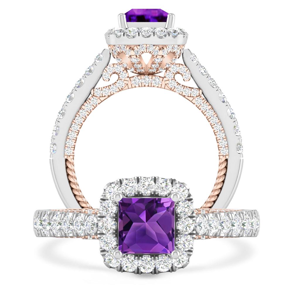 White Gold/Rose Gold - Amethyst