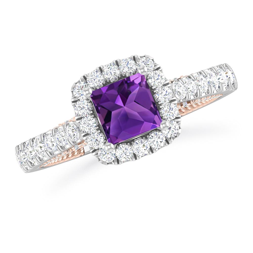 White Gold/Rose Gold - Amethyst