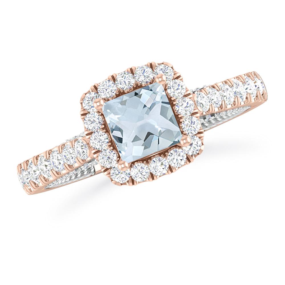 Rose Gold/White Gold - Aquamarine