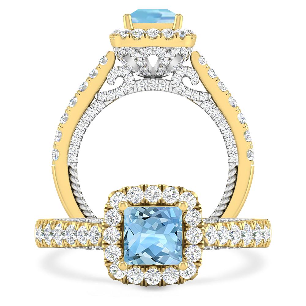 Yellow Gold/White Gold - Aquamarine