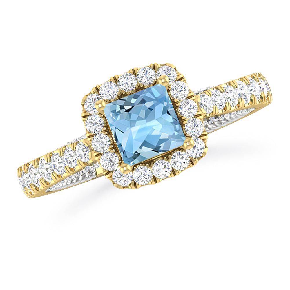 Yellow Gold/White Gold - Aquamarine