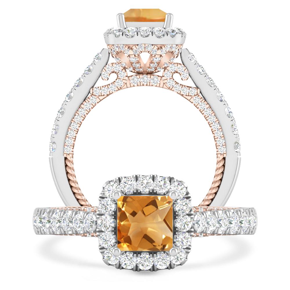 White Gold/Rose Gold - Citrine