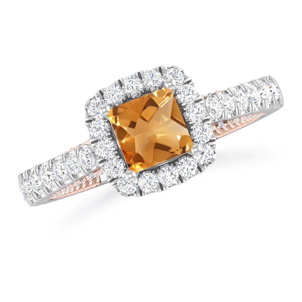 White Gold/Rose Gold - Citrine