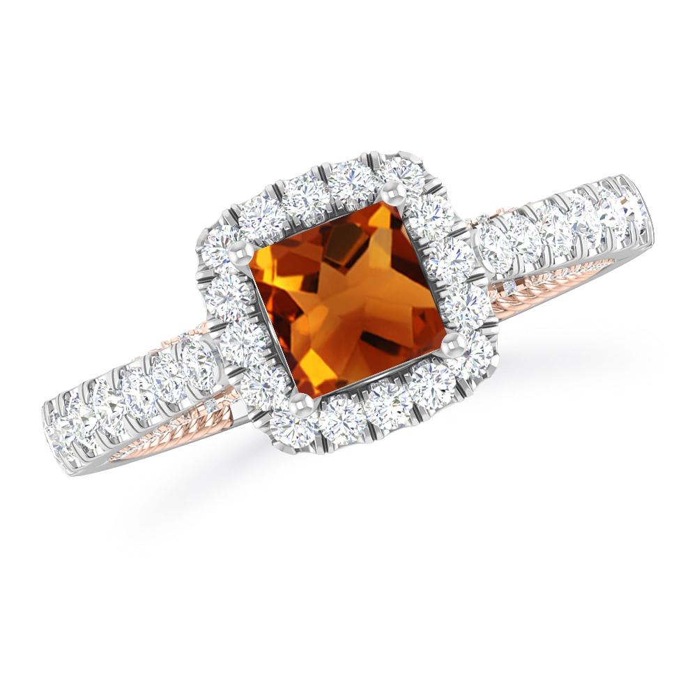 White Gold/Rose Gold - Citrine