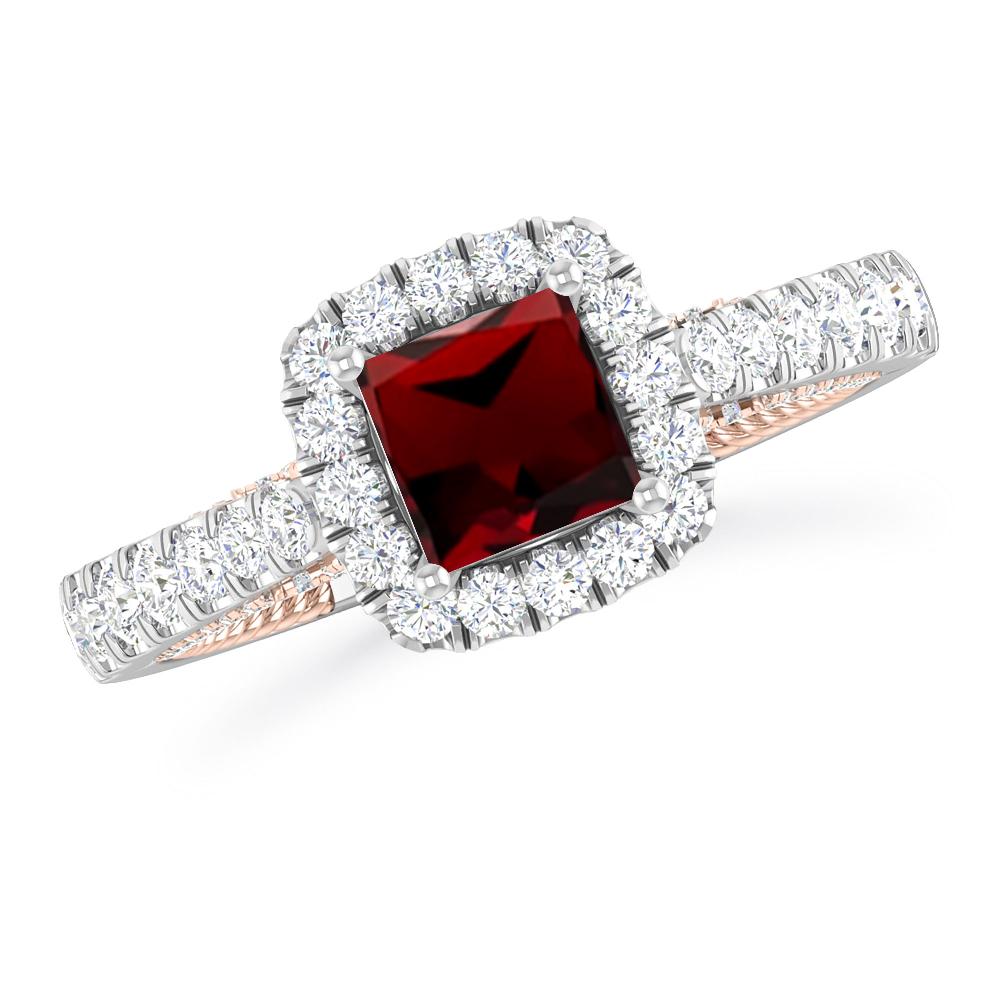 White Gold/Rose Gold - Garnet