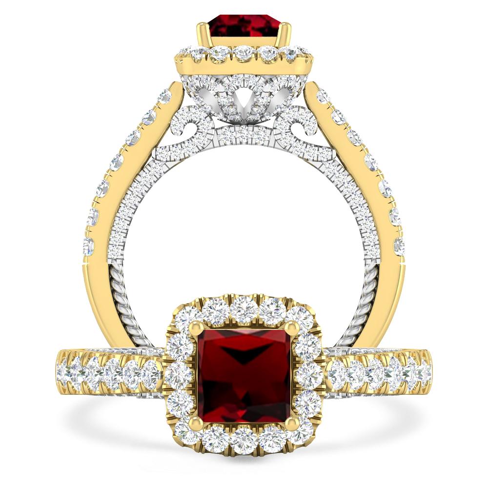 Yellow Gold/White Gold - Garnet