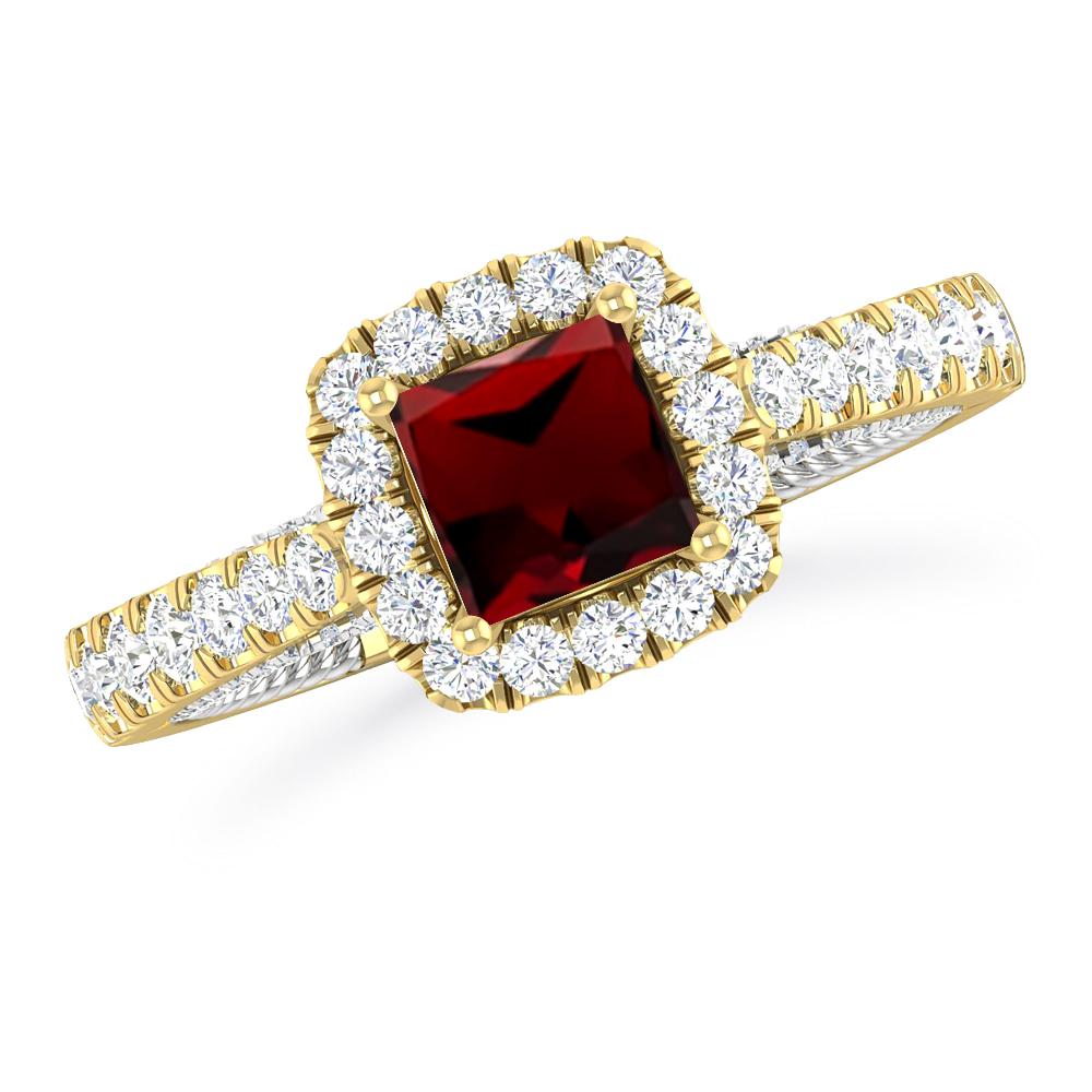 Yellow Gold/White Gold - Garnet