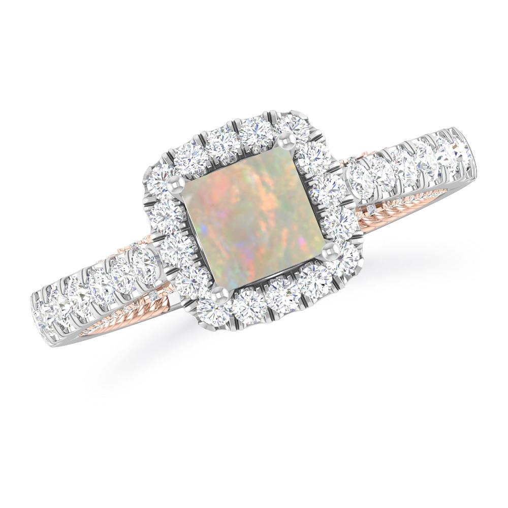 White Gold/Rose Gold - Opal