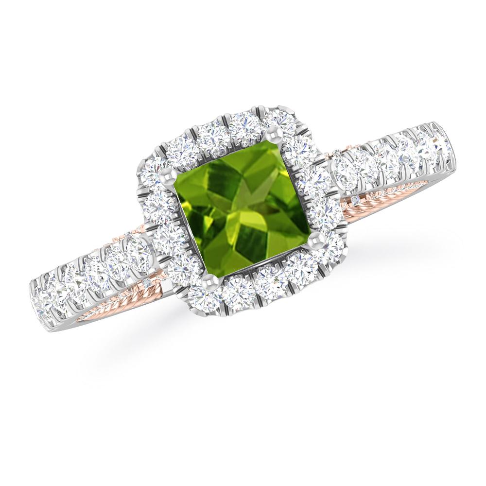 White Gold/Rose Gold - Peridot