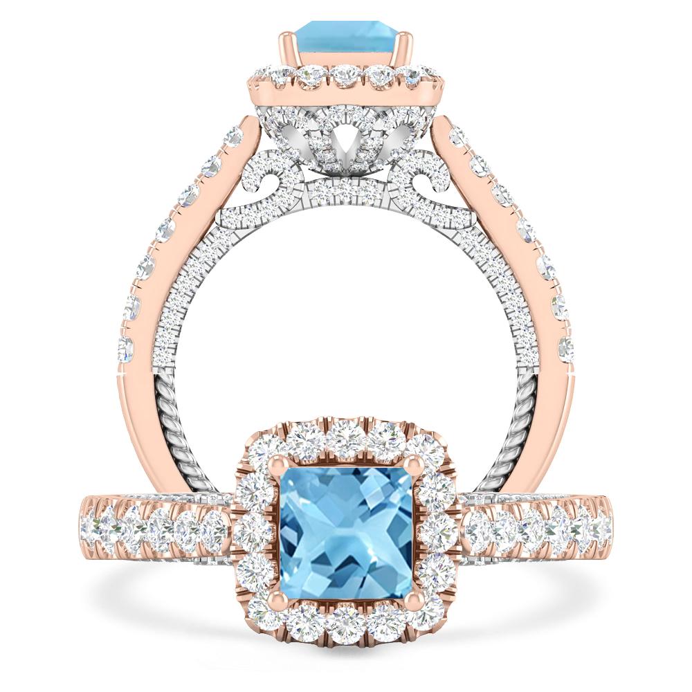 Rose Gold/White Gold - Blue Topaz