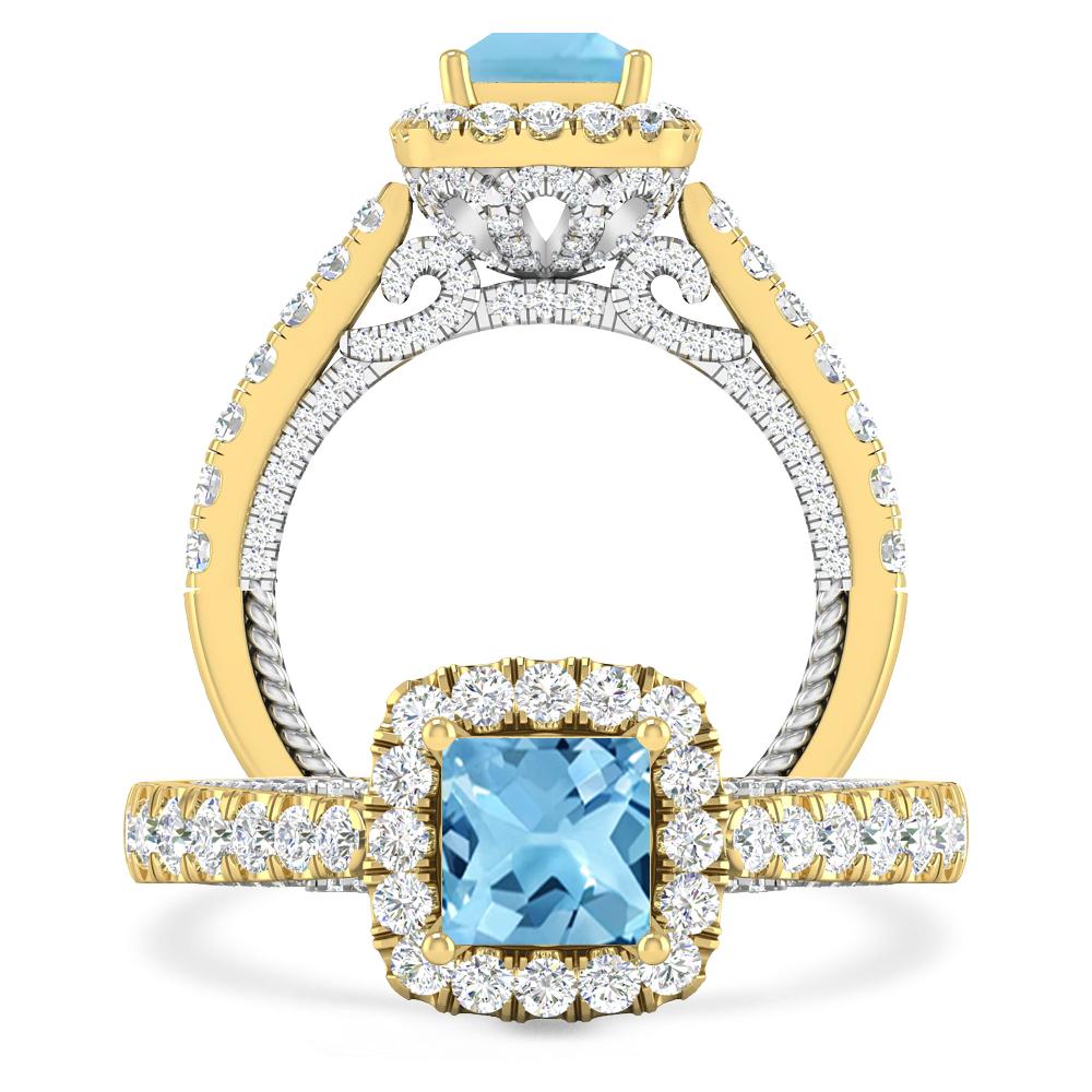 Yellow Gold/White Gold - Blue Topaz