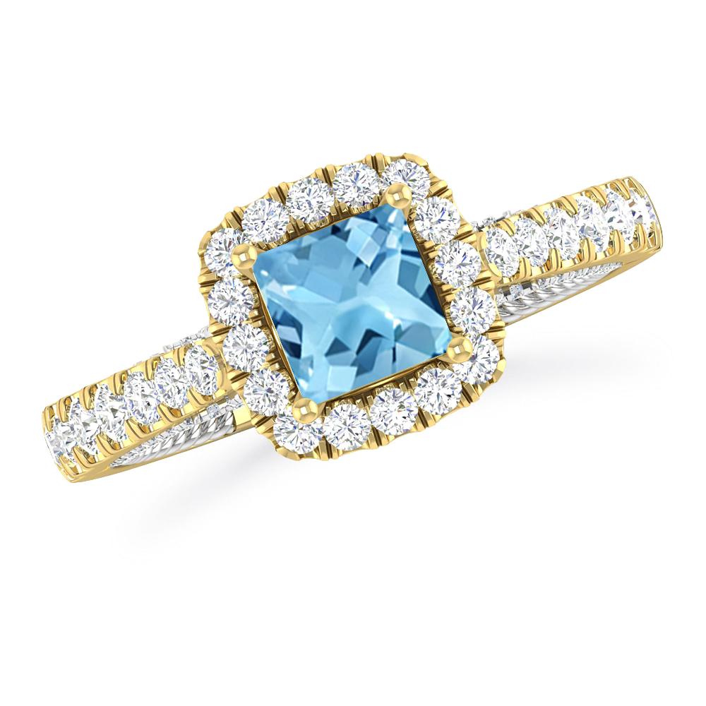 Yellow Gold/White Gold - Blue Topaz