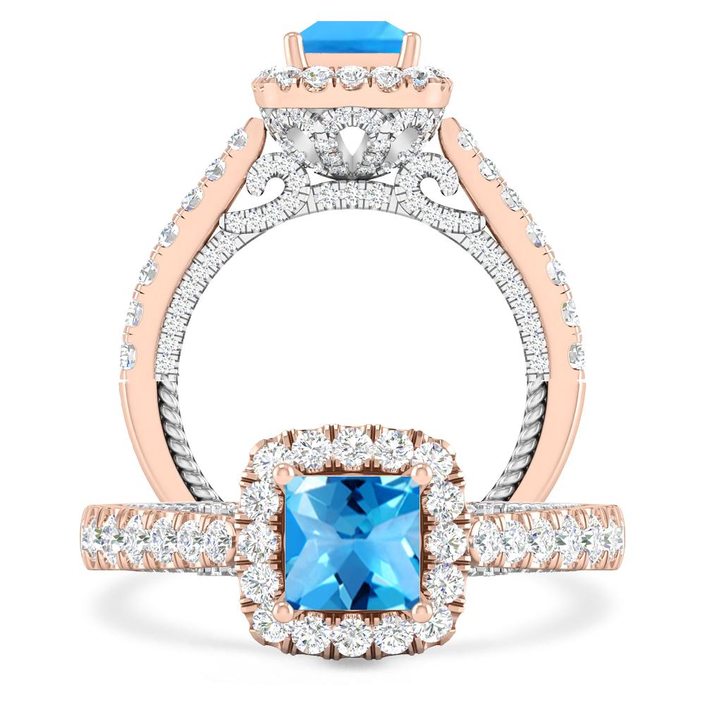 Rose Gold/White Gold - Blue Topaz