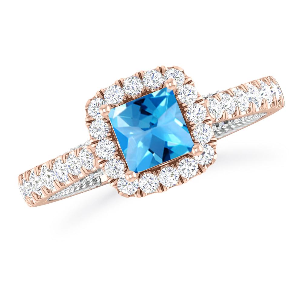 Rose Gold/White Gold - Blue Topaz