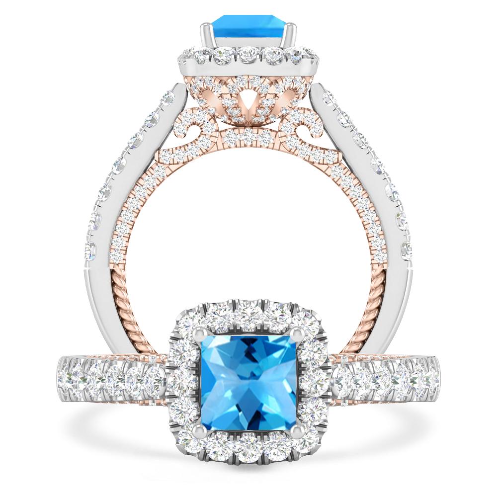 White Gold/Rose Gold - Blue Topaz