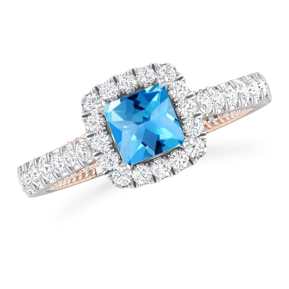 White Gold/Rose Gold - Blue Topaz