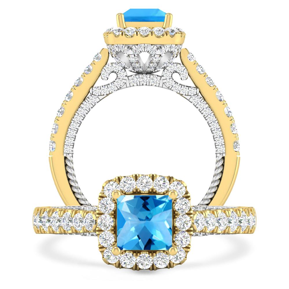 Yellow Gold/White Gold - Blue Topaz