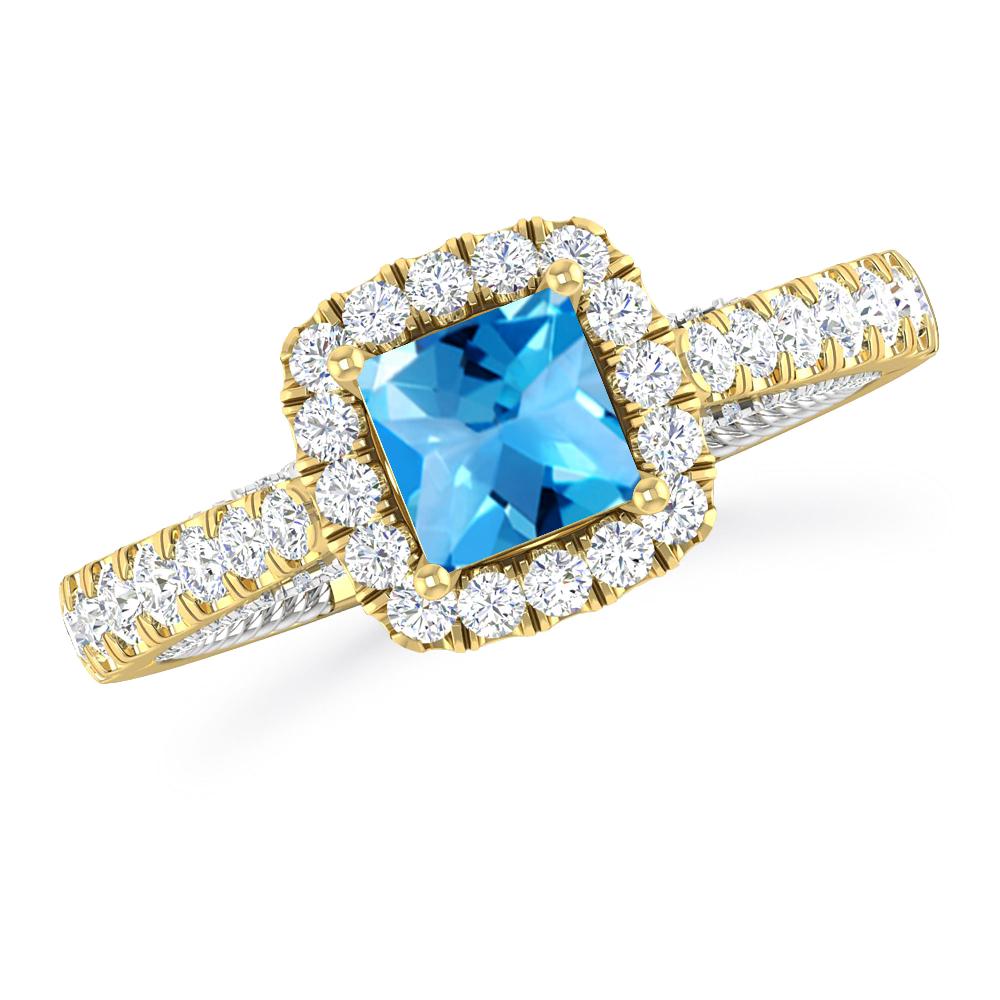 Yellow Gold/White Gold - Blue Topaz