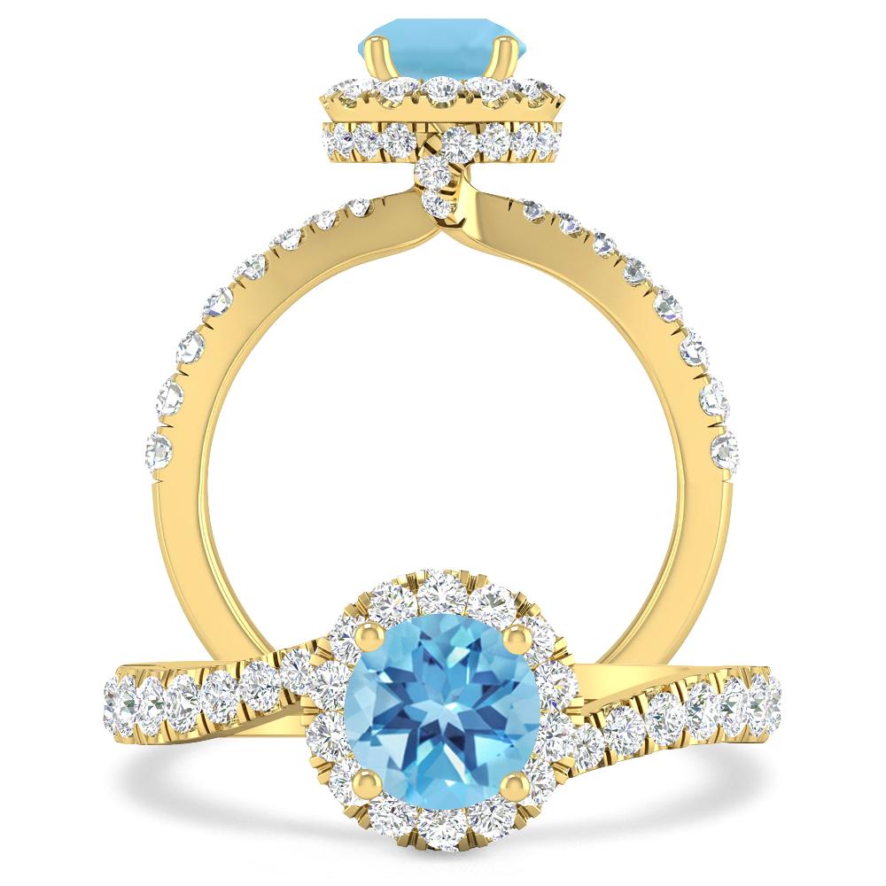 Yellow Gold - Blue Topaz