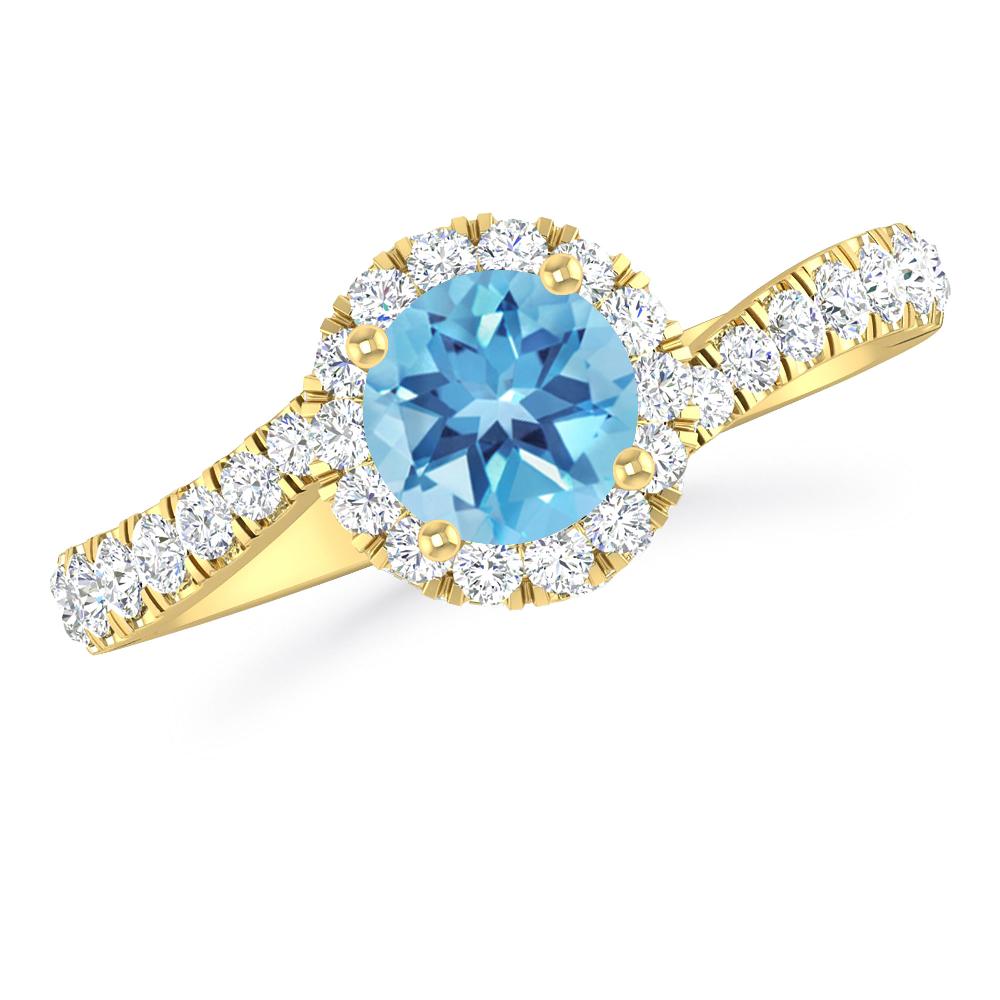 Yellow Gold - Blue Topaz