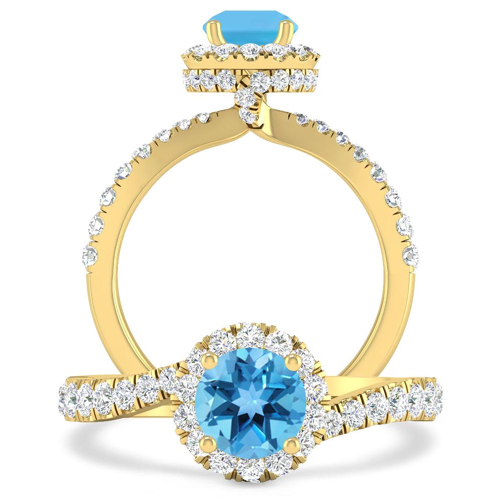 Yellow Gold - Blue Topaz