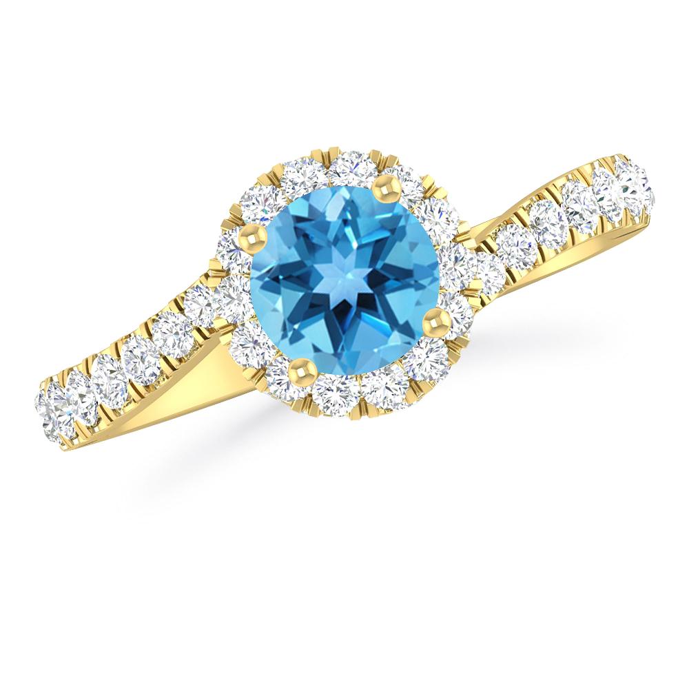 Yellow Gold - Blue Topaz