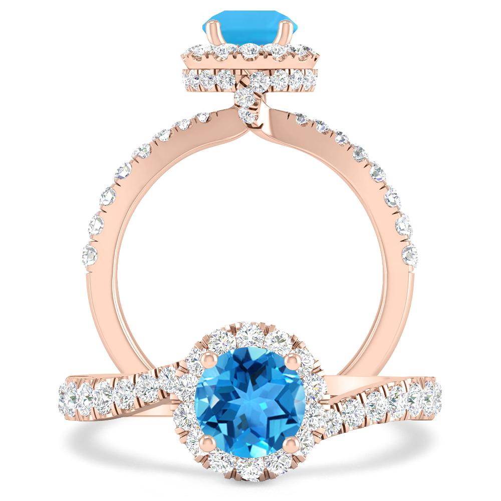 Rose Gold - Blue Topaz