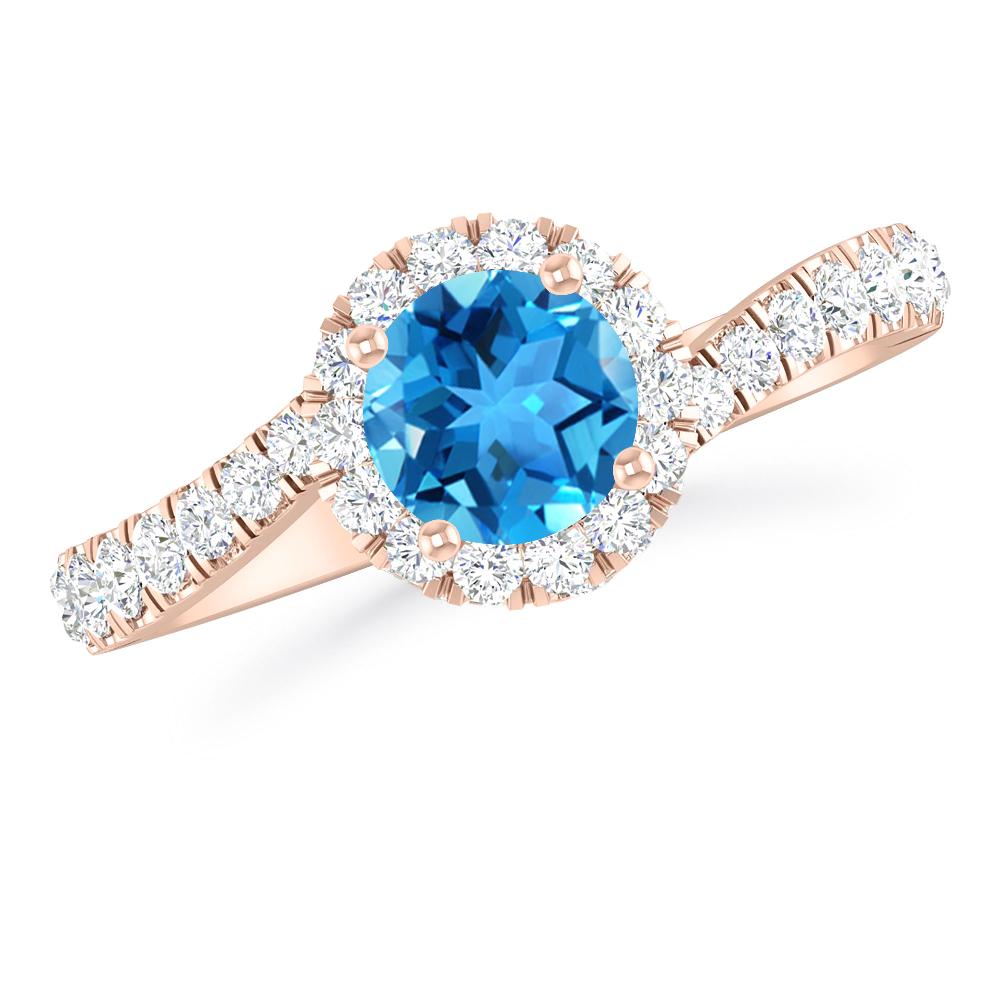 Rose Gold - Blue Topaz