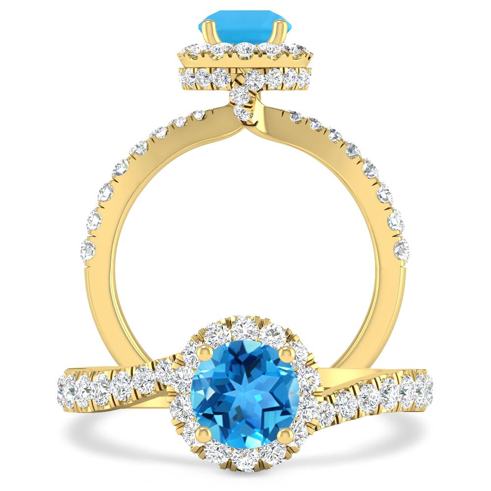 Yellow Gold - Blue Topaz