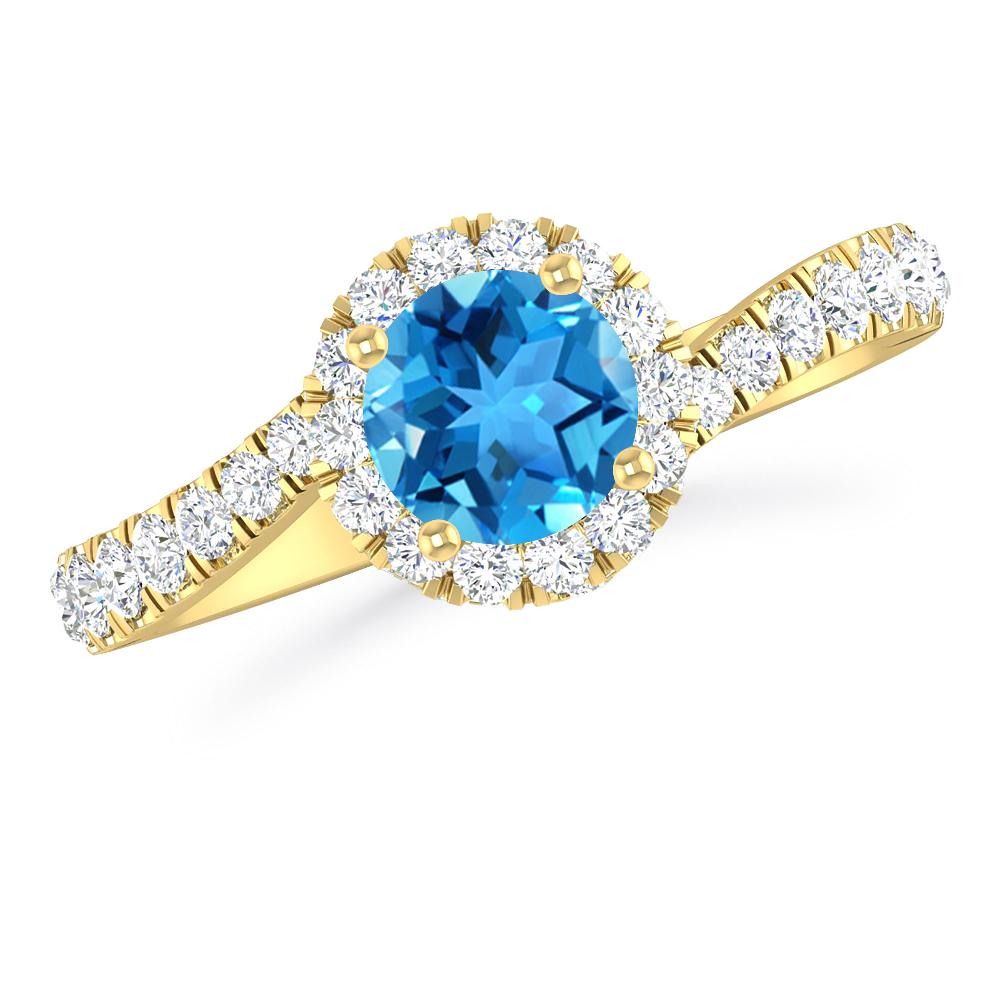 Yellow Gold - Blue Topaz