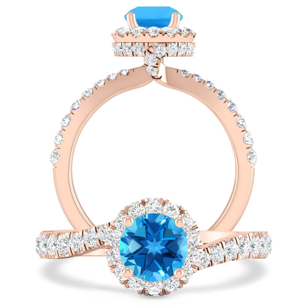 Rose Gold - Blue Topaz