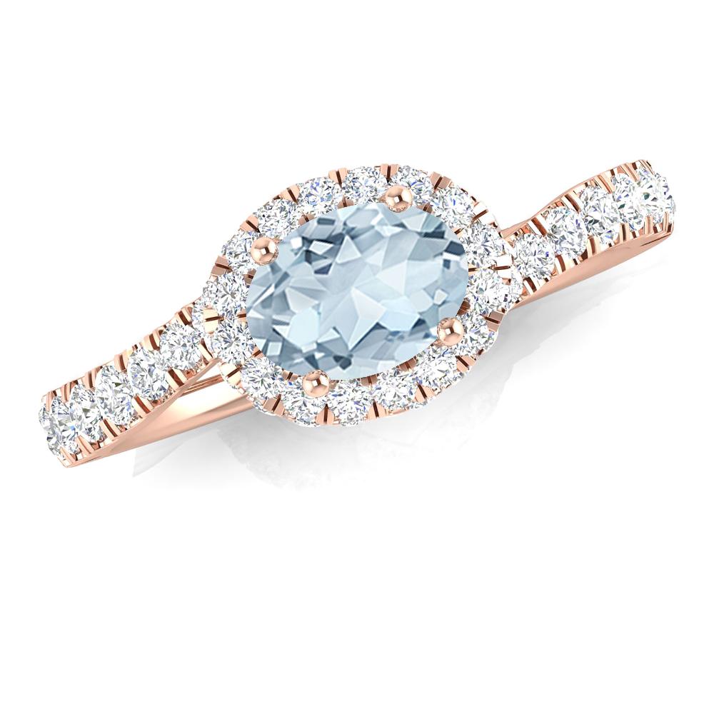 Rose Gold - Aquamarine