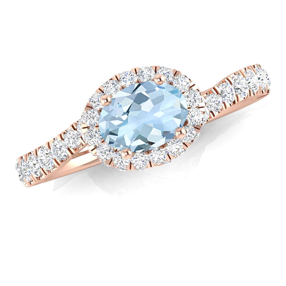 Rose Gold - Aquamarine