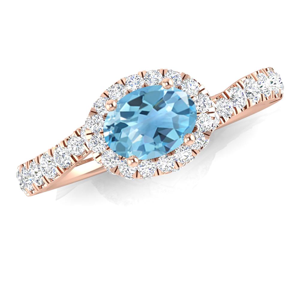 Rose Gold - Blue Topaz