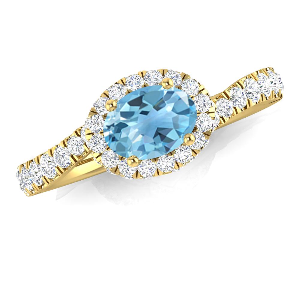 Yellow Gold - Blue Topaz