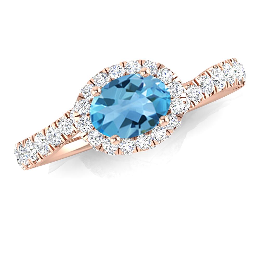 Rose Gold - Blue Topaz