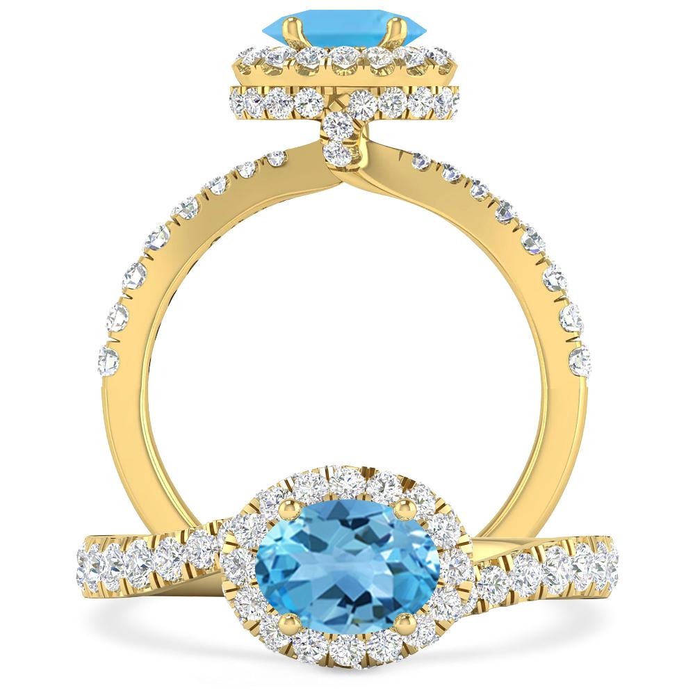 Yellow Gold - Blue Topaz