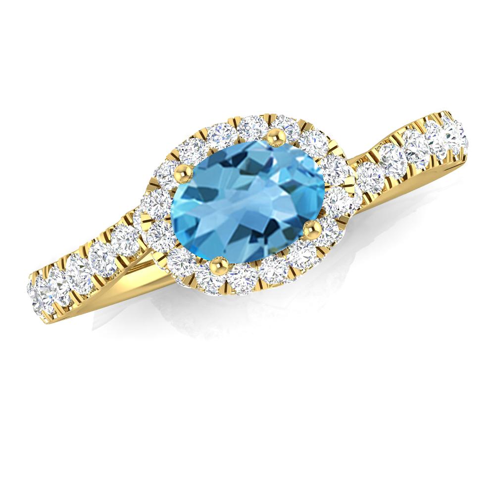 Yellow Gold - Blue Topaz