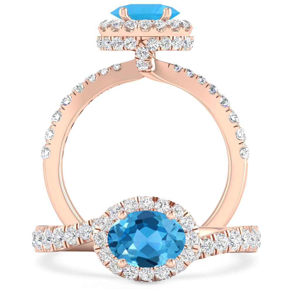 Rose Gold - Blue Topaz