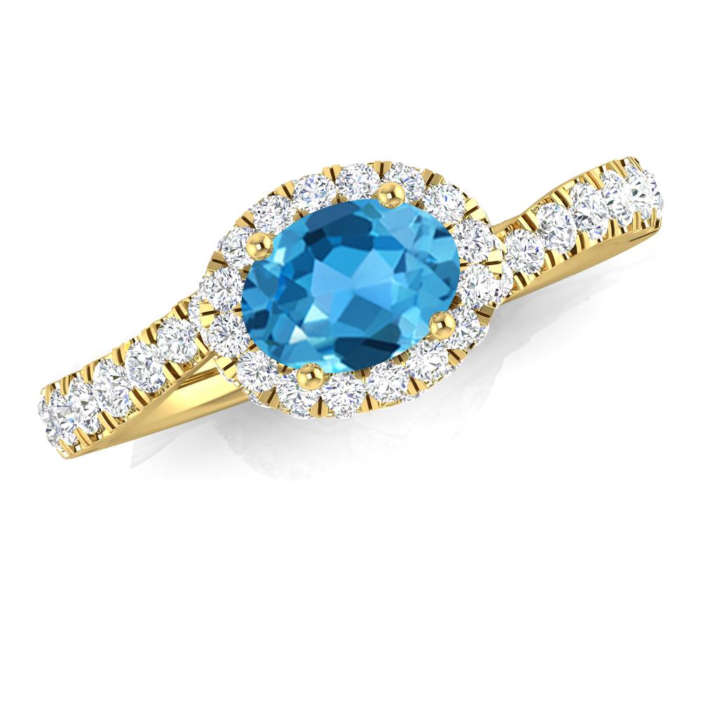 Yellow Gold - Blue Topaz