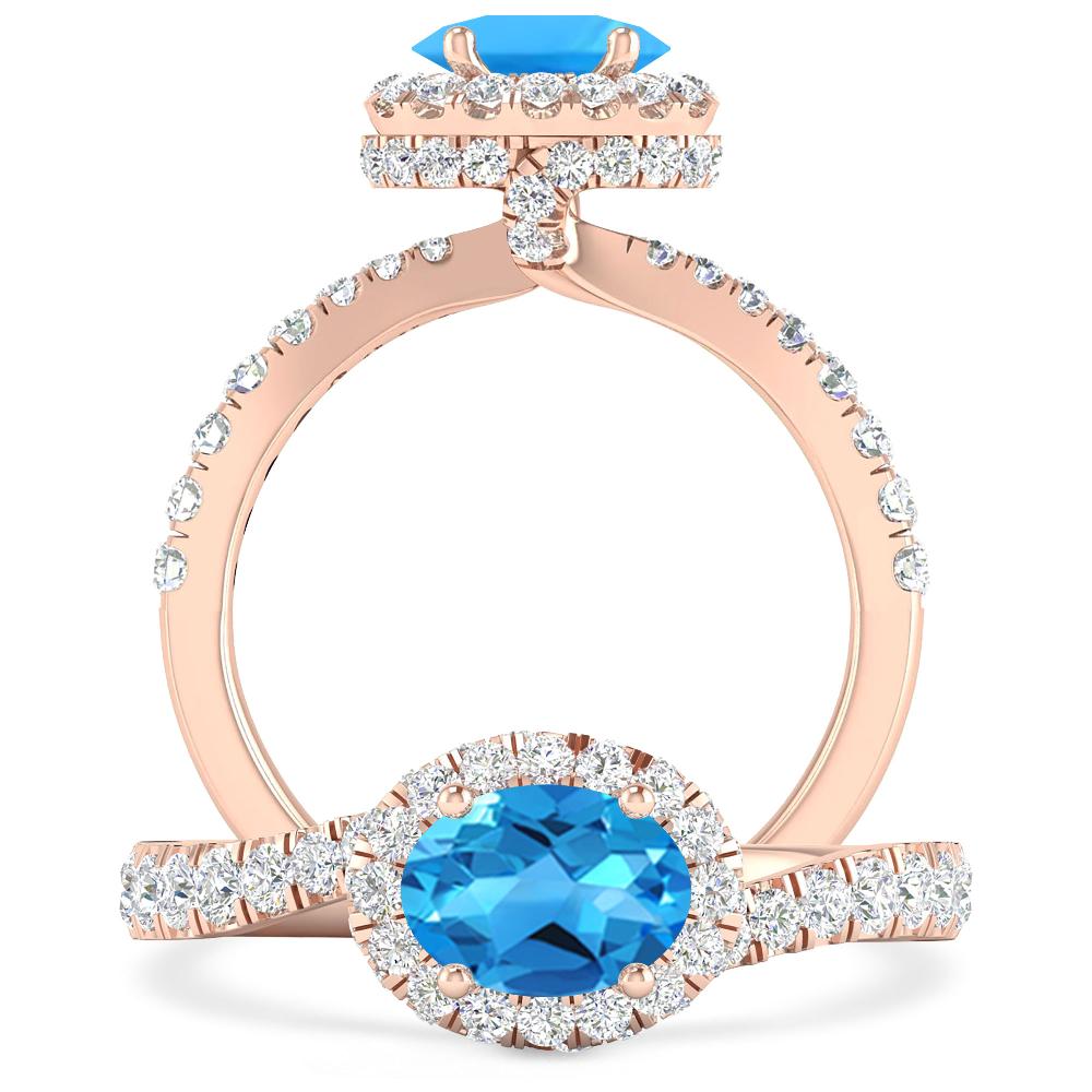 Rose Gold - Blue Topaz