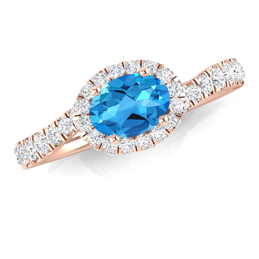 Rose Gold - Blue Topaz