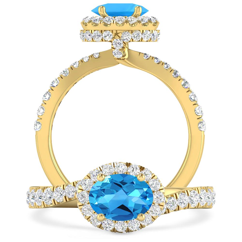 Yellow Gold - Blue Topaz