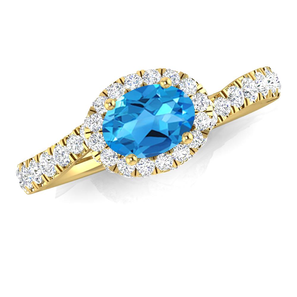 Yellow Gold - Blue Topaz